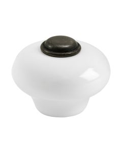 409-32 Gombfogantyú - Porcelán / Antik sárgaréz