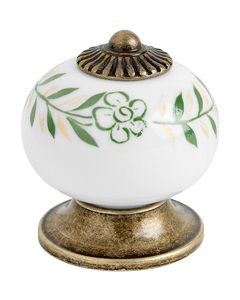 8131 Gombfogantyú - Porcelán / Sárgaréz / Zöld
